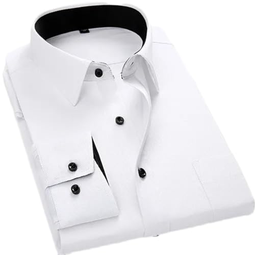 Adhdyuud Mens Soft Long Sleeve Work Shirts Casual Square Collar Regular Solid Plain Twill Dress Shirt 1431 L