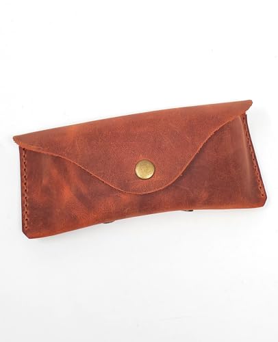 Image of Leather Eyeglass Case -Glasses Case - Sunglass Case - Genuine Leather Eyeglasses Case with Snap Closure