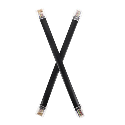 Veemoon Cable Telefónico Enrollado Corto De 2 Pcs Conexión Macho a Macho 6 Núcleos Ideal para Hogar y Oficina