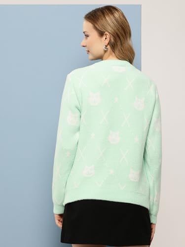 Image of Aarika Womens Winter Wear White-Pink Colour Solid Fur Sweat Shirt