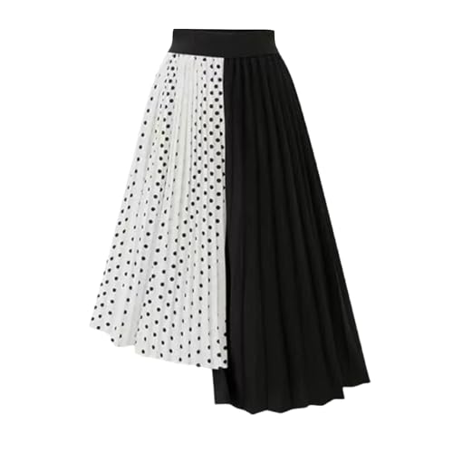 Womens Pleated Polka Dot Long Color Block Loose Fit Long Skort for Women Chiffon Skorts 2025 Fashion