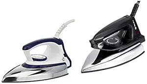 Bajaj Majesty DX 11 1000-Watt Dry Iron (Blue/White) & DX 2 600-Watts Light Weight Iron (Black) Combo