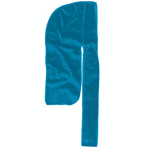 The Mane Velvet Durag XL Straps for 360 Waves Men Durag All Colors (Blue Vice)