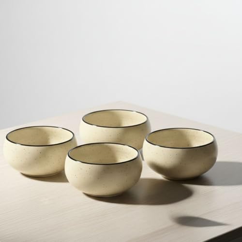 Image of Freakway Handmade 150ml Speckled Ceramic Bowl Set (4 pc), Microwave & Dishwasher Safe, 3.4 inch Compact Dipping & Snack Bowls, Ideal for Gifting
