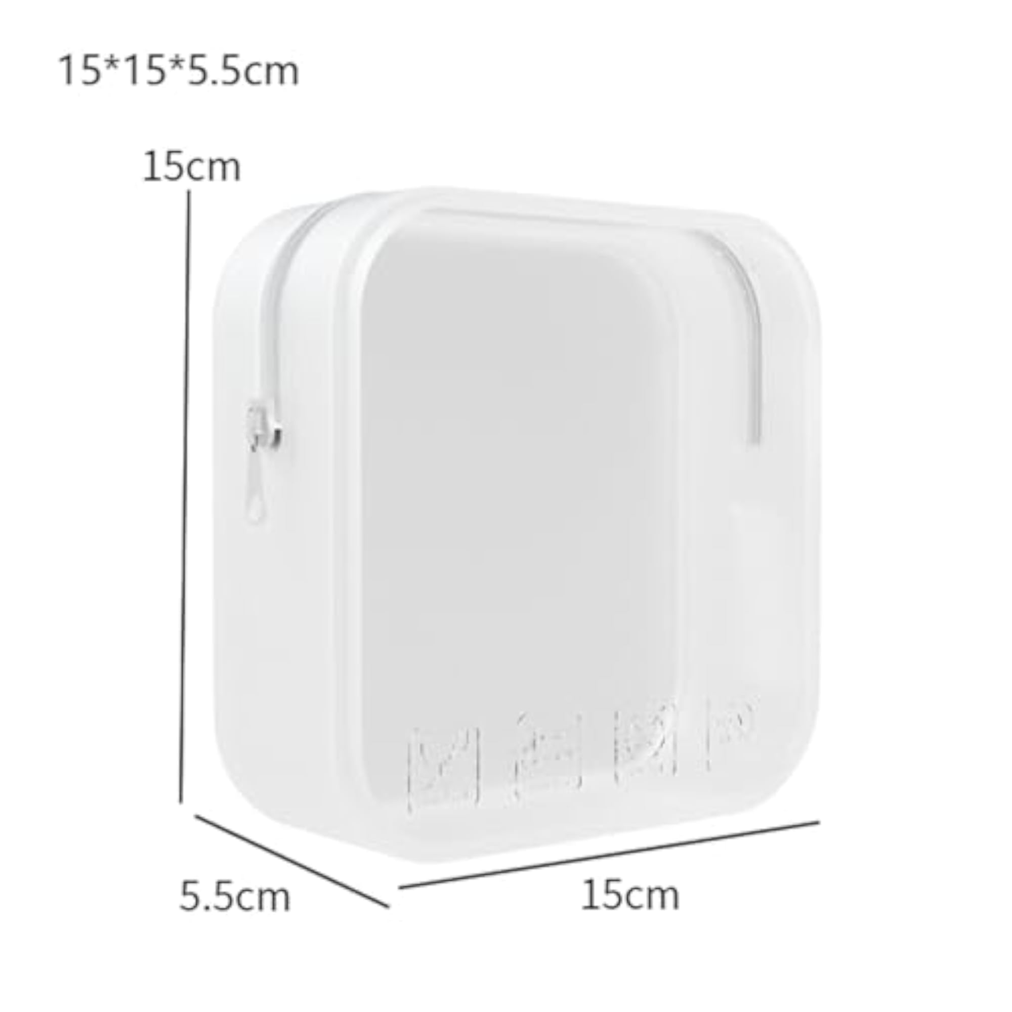 Silicone Cosmetic Bag with Zipper, Portable Toiletry Bag, White