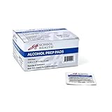 School Health Alcohol Prep Pad - 200 pack, Sterile, Individualy-Wrapped, Isopropyl Non-Woven Pad | Medium Size, 2 Ply - Disposable - For Medical and First Aid Kits - Latex Free and Antiseptic