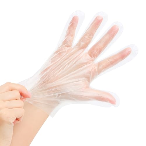 CHEFZOCO Guantes Desechables de Plástico, Guantes de PE, Guantes de polietileno, Apto para Cocina, Limpieza, Manualidades y Manipulación de Alimentos, Tamaño Universal, Pack de 100 unidades