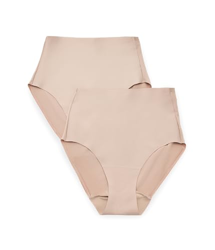 Naomi & Nicole Women's Light Shaping 2 Pack Brief, Beige/Beige, Large