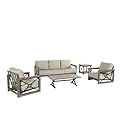 Ulax furniture Marindo Outdoor Conversation Sofa Set, Aluminum Patio 5 Pieces Furniture Set with Sunbrella Cushion