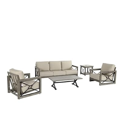 Ulax furniture Marindo Outdoor Conversation Sofa Set, Aluminum Patio 5 Pieces Furniture Set with Sunbrella Cushion