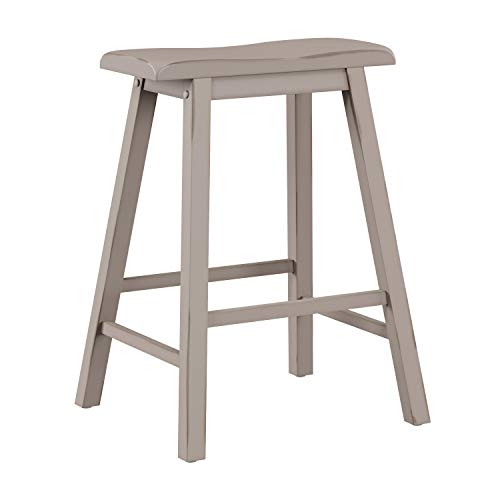 Hillsdale, Wood Backless Counter Height Stool with Saddle Style Seat, Distressed Gray - Image 2