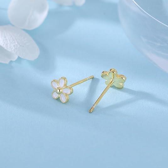 18K Gold plated 925 Sterling Silver Little Daisy Earrings Studs for Women Petite Flowers Studs Earrings - Image 4