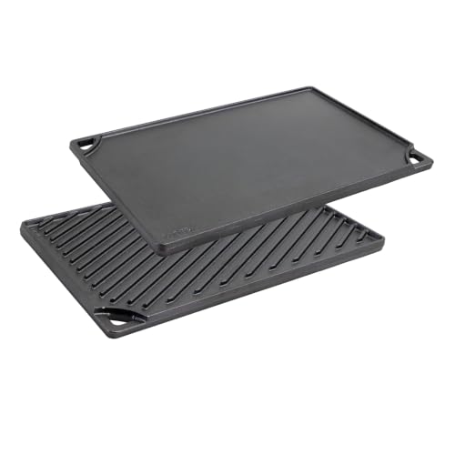 Image of Lodge Reversible Cast Iron Grill /Griddle Pan XL, 16.75 x 11.5 Inches | Dual-Sided Double Burner Griddle for BBQ, Eggs, Pancakes & Burgers, PFAS-Free, Flat Top Cookware, Made in USA