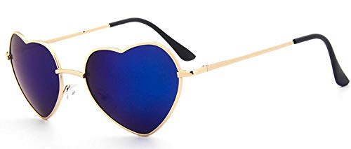 Rosa Herz Sonnenbrille Metall Frauen Mode Liebe Gläser Damen Metall Herz Geformt Ozean Sonnenglas Geeignet für Strand Straße Schießen-Goldblau Cover