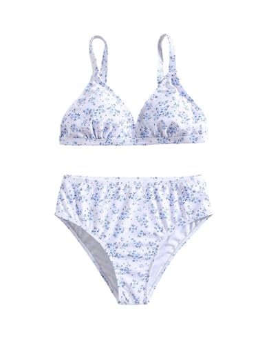 Image of SOLY HUX Girl's Floral Print Bikini Set V Neck Spaghetti Strap Bathing Suit Two Piece Swimsuit