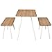 Produktbild HOMCOM Essgruppe mit 2 Bänken Esstisch Skandinavischer Stil Esszimmergarnitur Sitzgruppe Tischgruppe MDF Metall Natur+Weiß120x50x75cm (Tisch) 110x35x45cm (Bank)