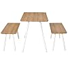 HOMCOM eetgroep met 2 banken Scandinavische stijl eetkamerset zitgroep tafelgroep MDF metaal naturel + wit 120 x 50 x 75…