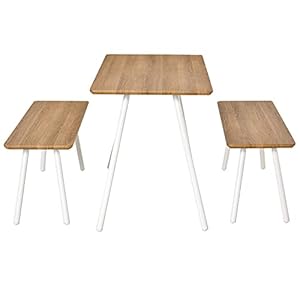 HOMCOM eetgroep met 2 banken Scandinavische stijl eetkamerset zitgroep tafelgroep MDF metaal naturel + wit 120 x 50 x 75…