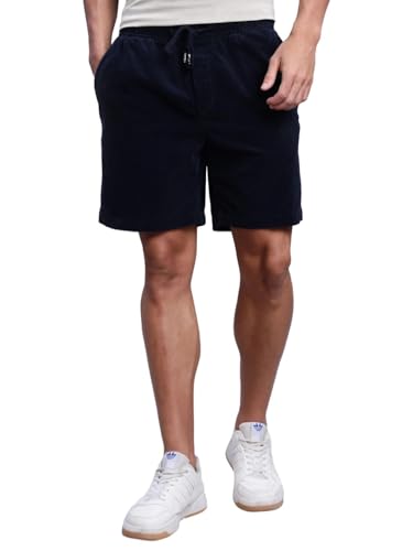 Image of Straight Fit Textured Mid Rise Shorts