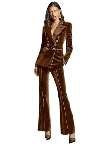 Smoking femme en velours costume de soirée formelle veste double boutonnage pantalon