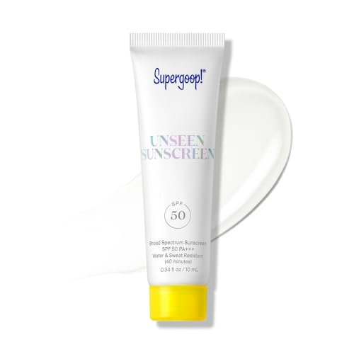 Image of Supergoop! Unseen Sunscreen - SPF 50 - Clear & Invisible Face Sunscreen + Broad Spectrum + Makeup-Gripping Primer - Weightless, Scentless, Oil Free - For All Skin Types & Tones - 0.3 fl oz