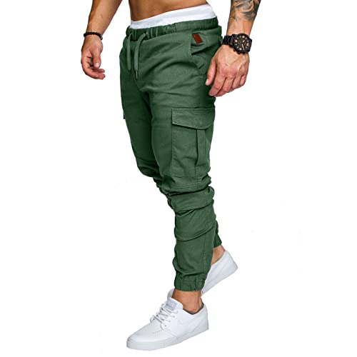 Ymosrh Khaki Cargo Pants for Men Jeans Solid Color Ripped Holes Frayed Gradient Washed Trousers Slim Fit Chinos3