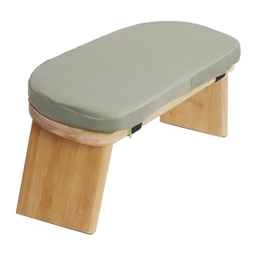 Banc de méditation pliable en bambou - Tabouret de méditation avec coussin de méditation pour s'agenouiller et s'asseoir