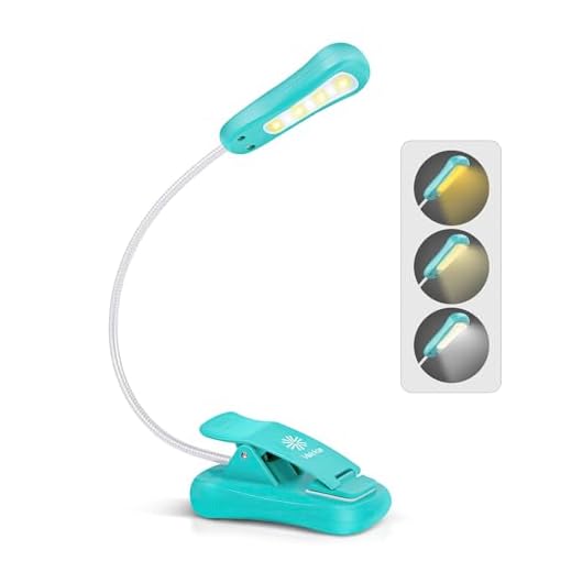 Vekkia/LuminoLite Rechargeable Book Light, Reading Lights for Reading in Bed. Up to 60 Hours Lighting. Perfect for Bookworms, Kids & Travel. (Turquoise)