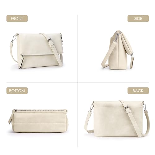 Image of KALIDI Vintage Vegan Leather Crossbody Bag PU Shoulder Bag Handbag Multiple Pockets Adjustable Removable Strap Women