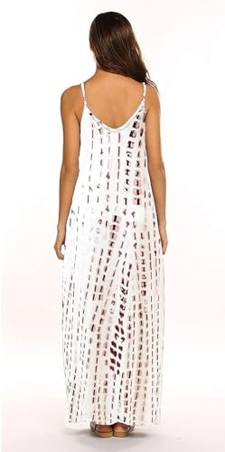 Supnier Women's Summer Maxi Dress Casual V-Neck Sleeveless Bohemian Spaghetti Strap Floral Long Maxi Dress with Pockets