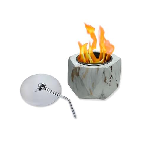 Table Top Fire Pit Bowl - Tabletop Rubbing Fireplace Indoor Outdoor Decor Portable Mini Smores Maker for Patio Balcony with Extinguisher Cover