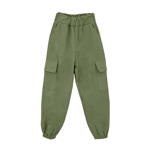 JOPHY & CO. Pantalon unisexe pour fille et enfant Cargo Streetwear multipoches (cod. 8800), vert militaire, 10 ans