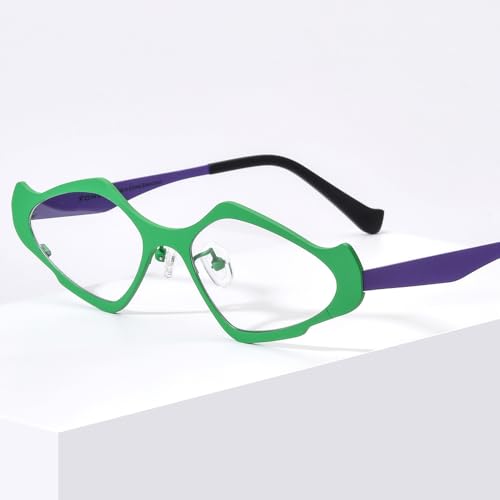 Image of FONEX Colorful Pure Titanium Glasses Frame Women Retro Round Eyeglasses