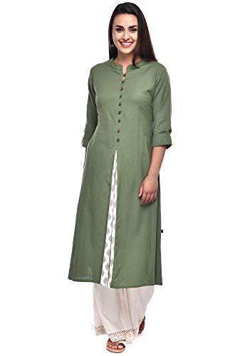 Image of Pistaa's Women's Cotton Relaxed Fit A Line Kurta