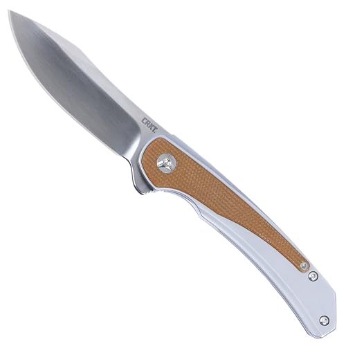 CRKT Padawan Everyday Carry Folding Knife: Drop Point with 14C28N Steel Blade, Stainless Steel Handle w/Micarta Overlays, Frame Lock, 6070