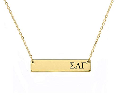 Sigma Lambda Gamma Sorority Bar Necklace Greek Sorority Letters with Adjustable Chain