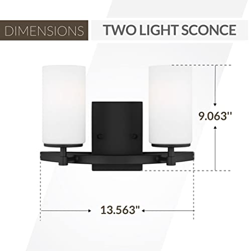 Image of Generation Lighting 2-Light Alturas Contemporary Bath Fixture Wall Lamp Midnight Black 4424602-112 | Bathroom Light Fixture for Home Decor | Wall Sconce Vanity Light Fixture and Bathroom Accessory