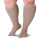 BLU HORN Compression Socks 20-30 mmHg for Women & Men - Knee High Stockings (XX-Large, Beige)