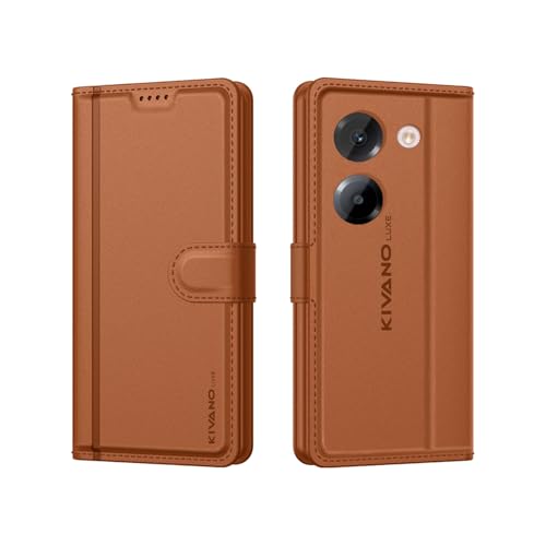 Image of KIVANO LUXE Compatible for Poco M7 Pro 5G Luxury Handmade Leather Magnetic Flip Folio Case | Card Holder & Kickstand | Slim Protective Cover | Unisex - Brown