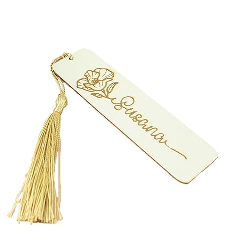 Levenalm Leven Punto de libro madera personalizado Marcapáginas de madera Marcapáginas de metacrilato | Día del libro | Regalo profe, pareja, amigos, mamá, papá, abuela, abuelo | Flor de nacimiento