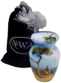 Riding Home Cowboy Human Cremation Keepsake Urn with Velvet Bag