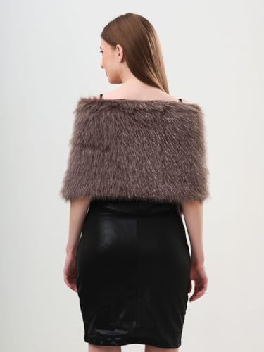 Image of Extra Large Women's Faux Fur Collar for Winter Coat (IN, Alpha, Free Size, Brown)