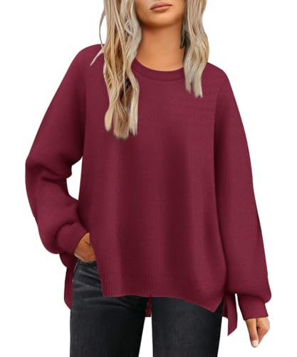 Image of TIYOMI Plus Size Sweaters for Women Oversized Pullover Crewneck Sweater Knit Side Split Casual Sweaters Fall Winter XL-5XL