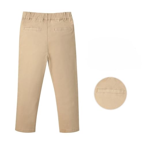 Boy School Uniform Pants Elastic Waist Pull On Stretch Cotton Trousers Flat Front Relaxed Jogger Pant with Pockets2