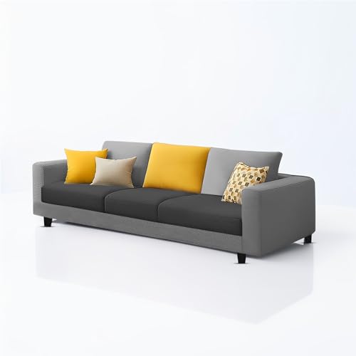 Image of Galib 3 Seater Sofa Set for Living Room (Black Grey Fabric) Premium Fabric Sofa Set