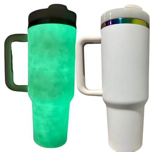 stainless steel cup Water bottle bottle Stainless steel tumbler Black Tumbler Tumbler for engrave (40oz White/Glow in the dark Green(39))