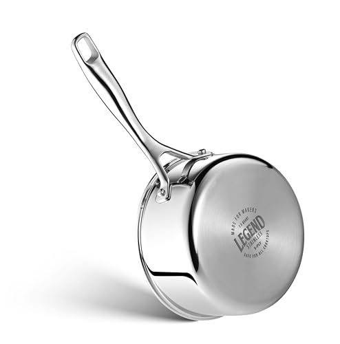 Image of LEGEND COOKWARE 5-Ply Stainless Steel 1.5-Quart Sauce Pan with Lid - Induction Compatible, Oven Safe 800F - Non-Toxic, No Coatings - Even Heating, Won't Warp - Built to Last Generations