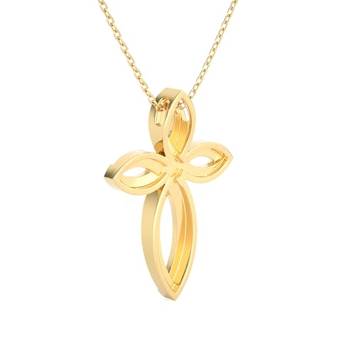 1/4 Carat Diamond Cross Pendant Necklace for Women in 14k White or Yellow Gold (F-G, SI2-I1, cttw) with 18 Inch Silver Chain and Lobster Claw4