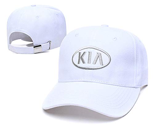 Yoursport Fit KIA Logo Embroidered Adjustable Baseball Caps for Men and Women Hat Travel Cap Racing Motor Hat (White)