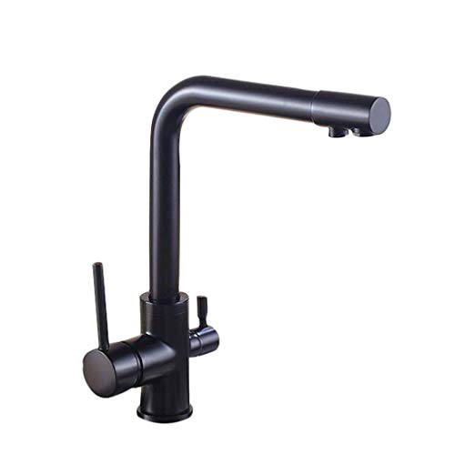Grifo de cocina doble caño con filtro de agua y tres flujos independientes